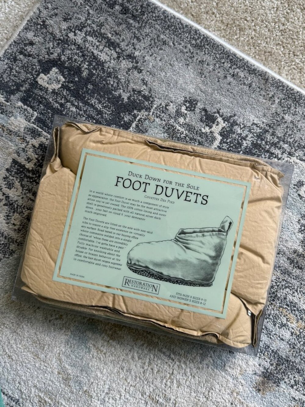 NWT Restoration Hardware Duck Down Foot Duvets Slippers Size 8-12